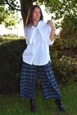 Nora Brushed Cotton Gingham Kick Pant Navy